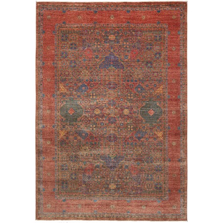 Tappeto Mamlouk Pakistan Geometrico Rosso Terracotta Blu Ver
