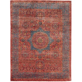 Tappeto Mamlouk Pakistan Medaglione Rosso Terracotta Blu Den