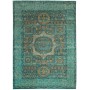 Tappeto Mamlouk Pakistan Geometrico Turchese Oro Ocra 157x20