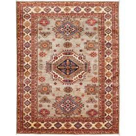 Tappeto Kazak Fine Pakistan Medaglione Grigio Beige Rosso Bl