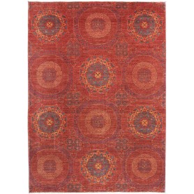 Tappeto Mamlouk Pakistan Astratto Rosso Terracotta Blu Oro 1