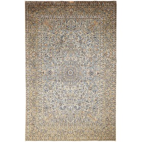 Tappeto Kashan Persia Floreale Beige Avorio Crema Blu Zaffir