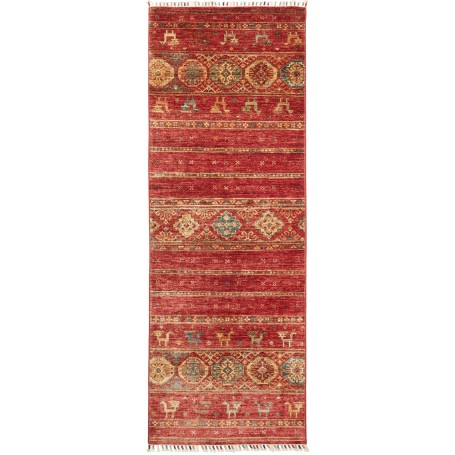 Tappeto Rubin Pakistan Astratto Rosso Intenso Oro Beige Blu