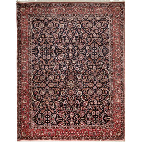 Bidjar Con Seta Persia Floreale Nero Rosso 305x399 Cm