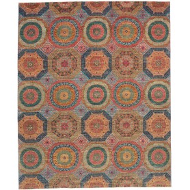 Tappeto Mamlouk Pakistan Astratto Rosso Terracota Blu Ocra V