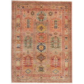 Tappeto Tribal Pakistan Astratto Terracotta Blu Rosso Giallo