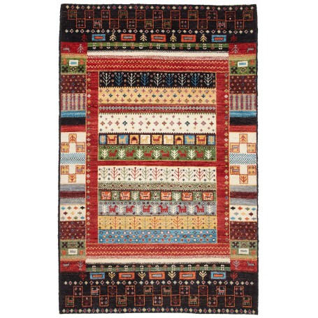 Tappeto Royal Gabbeh Pakistan Astratto Nero Marrone Rosso Cr