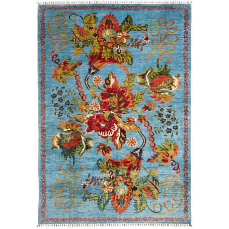 Tappeto Zigler Fine Pakistan Floreale Azzurro Turchese Rosso