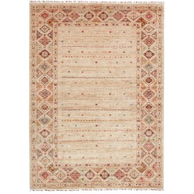 Tappeto Rubin Pakistan A Righe Beige Rosso Blu Arancione Gia