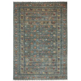 Tappeto Rubin Pakistan Astratto Blu Petrolio Antico Rosso Ma