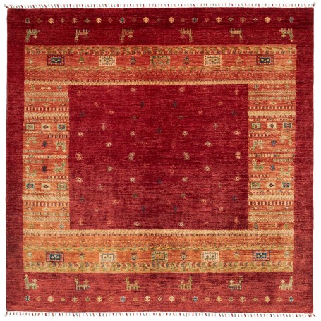 Tappeto Siva Pakistan Astratto Rosso Scuro Arancio Beige Blu