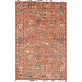 Tappeto Rubin Pakistan Geometrico Terracotta Ruggine Arancio