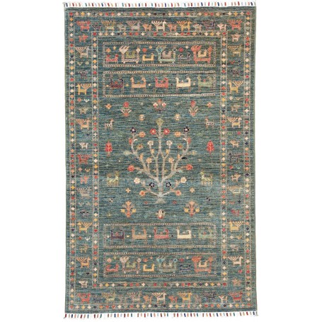 Tappeto Rubin Pakistan Astratto Blu Petrolio Verde Terracott