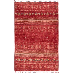 Tappeto Siva Pakistan Astratto Rosso Mattone Beige Blu Scuro