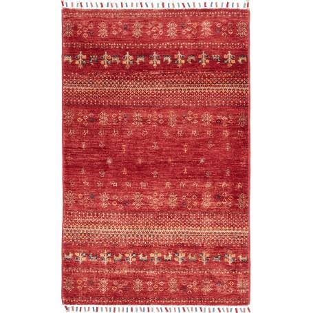 Tappeto Siva Pakistan Astratto Rosso Mattone Beige Blu Scuro