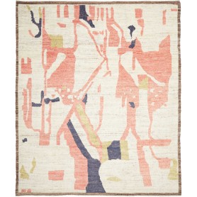 Tappeto Berbero Pakistan Geometrico Crema Rosa Cora