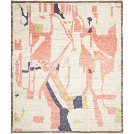 Tappeto Berbero Pakistan Geometrico Crema Rosa Cora