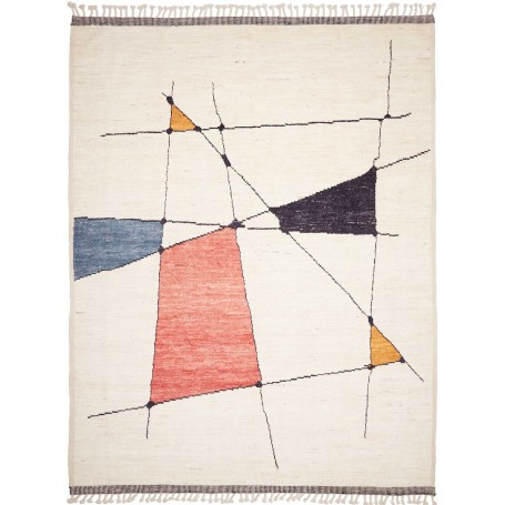 Tappeto Berbero Pakistan Astratto Bianco Crema Ross
