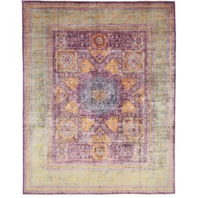 Tappeto Mamlouk Pakistan Geometrico Verde Menta Pastello Vio