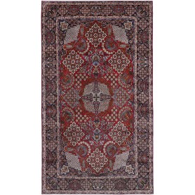 Tappeto Nadjafabad Persia Floreale Rosso Bordeaux Blu Scuro