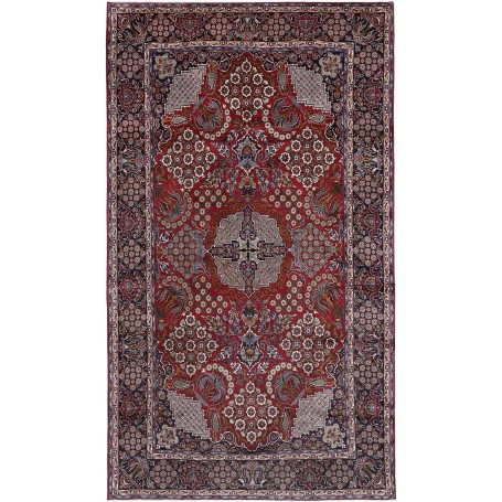Tappeto Nadjafabad Persia Floreale Rosso Bordeaux Blu Scuro