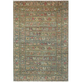 Tappeto Rubin Pakistan Astratto Verde Teal Rosso Terracotta