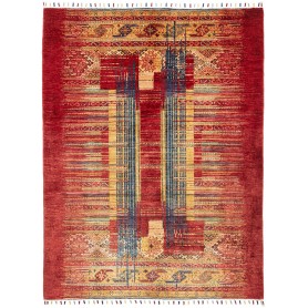 Tappeto Siva Pakistan Astratto Rosso Oro Blu 151x199 Cm