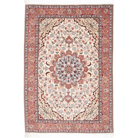 Tappeto Tabriz 50 Raj Persia Floreale Crema Avorio Rosa Past