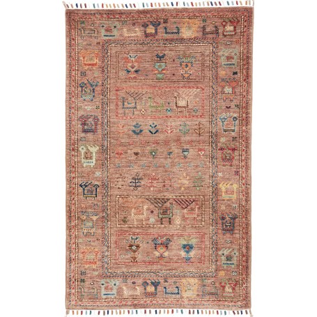 Tappeto Rubin Pakistan Geometrico Marrone Rossiccio Terra Co