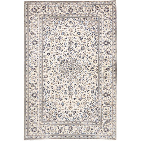 Tappeto Kashan Persia Floreale Bianco Panna Blu Scuro Blu Ch