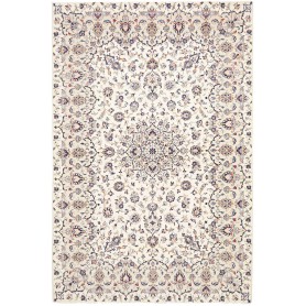 Tappeto Kashan Persia Medaglione Bianco Crema Blu Scuro Ocra