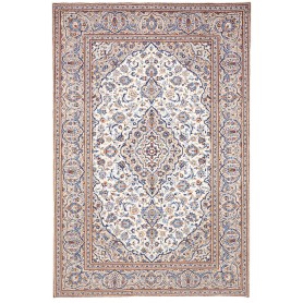 Tappeto Kashan Persia Floreale Bianco Crema Blu Navy Azzurro