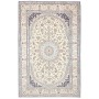 Tappeto Nain 9la Persia Floreale Crema Avorio Blu Scuro Blu