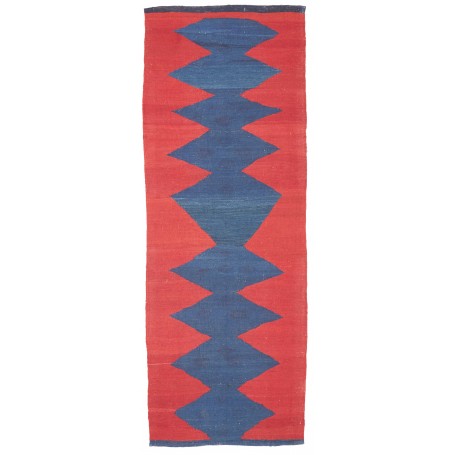 Tappeto Kilim Vintage Persia Astratto Rosso Scarlatto Blu In