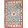Tappeto Kazak Afghanistan Astratto Turchese Blu Rosso Crema