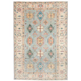 Tappeto Kazak Fine Pakistan Geometrico Azzurro Tenue Crema B