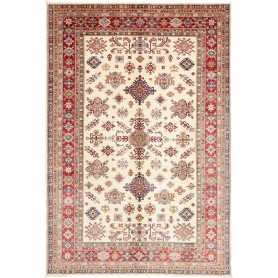 Tappeto Kazak Fine Pakistan Astratto Crema Rosso Blu Oro 202
