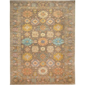Tappeto Kazak Fine Pakistan Astratto Marrone Grigio Giallo O