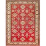 Tappeto Kazak Fine Pakistan Geometrico Rosso Crema Beige Blu