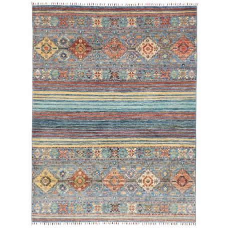 Tappeto Rubin Pakistan Astratto Blu Arancione Giallo Terraco