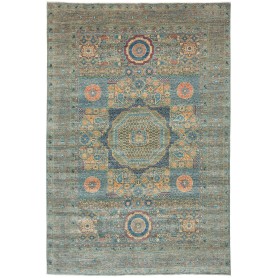 Tappeto Mamlouk Pakistan Floreale Verde Ottanio Ruggine Aran