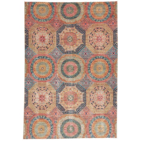Tappeto Mamlouk Pakistan Geometrico Terracotta Ruggine Pesca