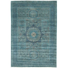 Tappeto Mamlouk Pakistan Geometrico Turchese Blu Grigio Beig