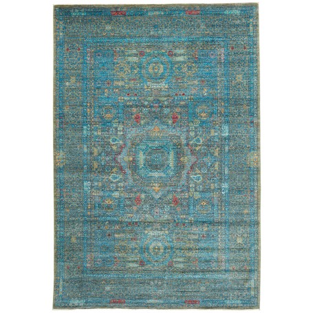 Tappeto Mamlouk Pakistan Medaglione Turchese Oro Ruggine Bei