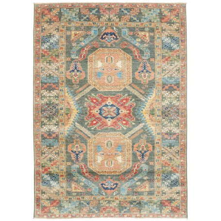 Tappeto Kazak Fine Pakistan Cornice Smeraldo Terracotta Ross