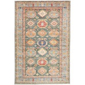 Tappeto Kazak Fine Pakistan Medaglione Blu Verde Petrolio Ro