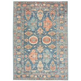 Tappeto Kazak Fine Pakistan Floreale Blu Arancione Beige Tur