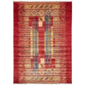 Tappeto Siva Pakistan Geometrico Rosso Oro Blu Beige 210x297