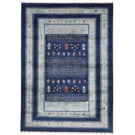 Tappeto Siva Pakistan Geometrico Blu Profondo Azzurro Aranci