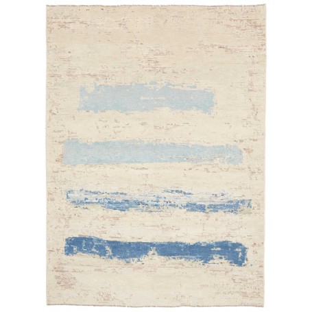 Tappeto Berbero Pakistan Astratto Crema Blu Chiaro